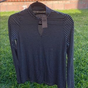 Long sleeve black and white stripped top